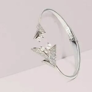 Kate Spade  Silver Leaf Pearl Cuff Bracelet